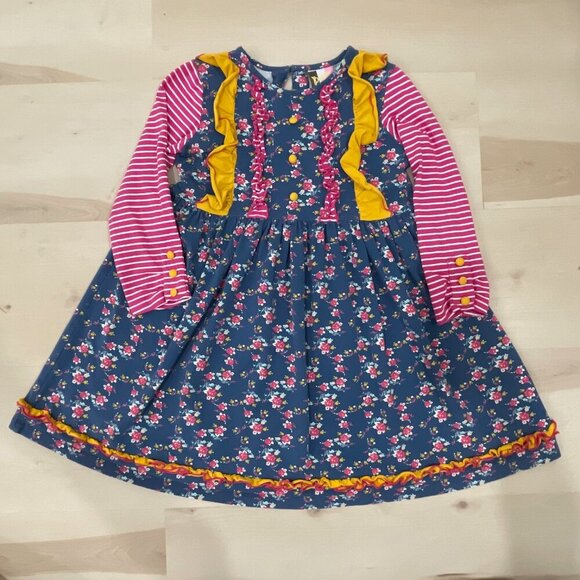 Banana Split Other - Banana Split Girl's Size 8 Dress Multi Fabric Ruffles Long Sleeve 100% Cotton